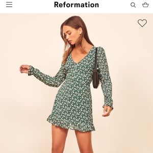 REFORMATION Eleanor Open-Back Mini Dress.
